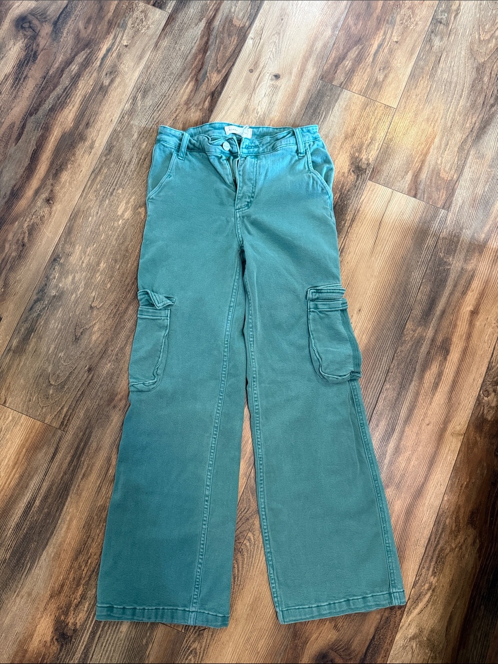 RISEN Wide Leg Cargo Jeans in Teal